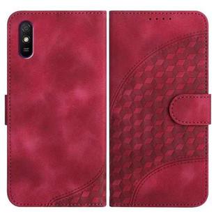 For Xiaomi Redmi 9A/9AT/9i YX0060 Elephant Head Embossed Phone Leather Case with Lanyard(Rose Red)