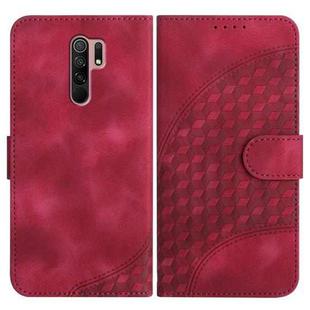 For Xiaomi Redmi 9/9 Prime/Poco M2 YX0060 Elephant Head Embossed Phone Leather Case with Lanyard(Rose Red)
