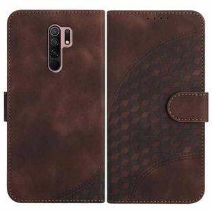 For Xiaomi Redmi 9/9 Prime/Poco M2 YX0060 Elephant Head Embossed Phone Leather Case with Lanyard(Coffee)