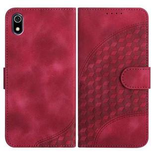 For Xiaomi Redmi 7A YX0060 Elephant Head Embossed Phone Leather Case with Lanyard(Rose Red)