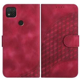 For Xiaomi Redmi 9C/9C NFC/Poco C3 YX0060 Elephant Head Embossed Phone Leather Case with Lanyard(Rose Red)