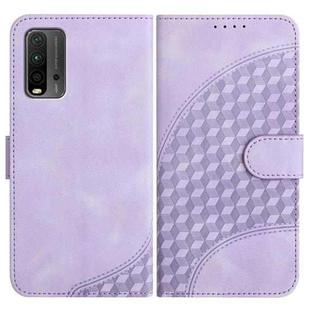For Xiaomi Redmi 9T/Poco M3 YX0060 Elephant Head Embossed Phone Leather Case with Lanyard(Light Purple)