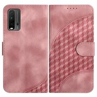 For Xiaomi Redmi 9T/Poco M3 YX0060 Elephant Head Embossed Phone Leather Case with Lanyard(Pink)