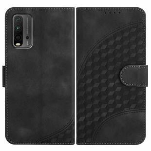 For Xiaomi Redmi 9T/Poco M3 YX0060 Elephant Head Embossed Phone Leather Case with Lanyard(Black)