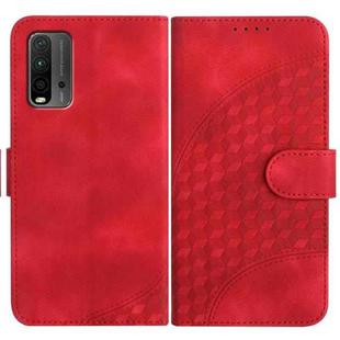 For Xiaomi Redmi 9T/Poco M3 YX0060 Elephant Head Embossed Phone Leather Case with Lanyard(Red)
