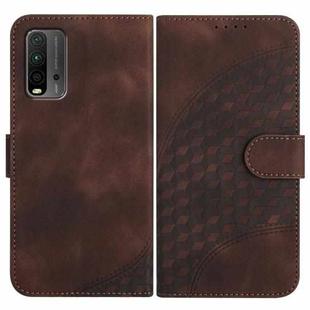 For Xiaomi Redmi 9T/Poco M3 YX0060 Elephant Head Embossed Phone Leather Case with Lanyard(Coffee)