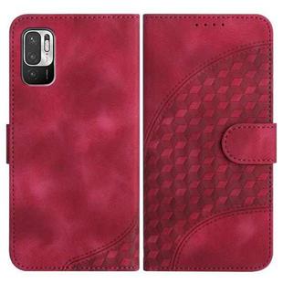 For Xiaomi Redmi 10/10 Prime YX0060 Elephant Head Embossed Phone Leather Case with Lanyard(Rose Red)