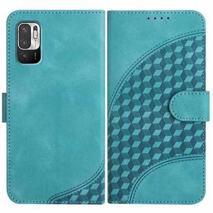 For Xiaomi Redmi 10/10 Prime YX0060 Elephant Head Embossed Phone Leather Case with Lanyard(Light Blue)