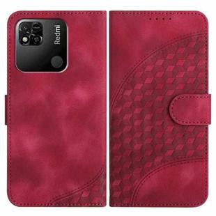For Xiaomi Redmi 10A 4G YX0060 Elephant Head Embossed Phone Leather Case with Lanyard(Rose Red)