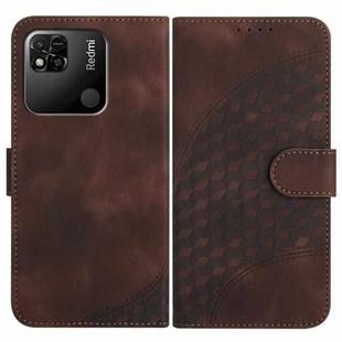 For Xiaomi Redmi 10A 4G YX0060 Elephant Head Embossed Phone Leather Case with Lanyard(Coffee)