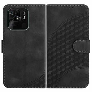 For For Xiaomi Redmi 10C 4G Global/10 India YX0060 Elephant Head Embossed Phone Leather Case with Lanyard(Black)