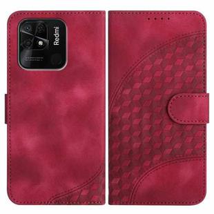 For For Xiaomi Redmi 10C 4G Global/10 India YX0060 Elephant Head Embossed Phone Leather Case with Lanyard(Rose Red)