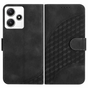 For Xiaomi Redmi 12 4G/5G/Note 12R YX0060 Elephant Head Embossed Phone Leather Case with Lanyard(Black)