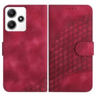 For Xiaomi Redmi 12 4G/5G/Note 12R YX0060 Elephant Head Embossed Phone Leather Case with Lanyard(Rose Red)