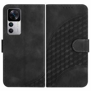 For Xiaomi Redmi K50 Ultra/12T/12T Pro YX0060 Elephant Head Embossed Phone Leather Case with Lanyard(Black)