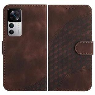 For Xiaomi Redmi K50 Ultra/12T/12T Pro YX0060 Elephant Head Embossed Phone Leather Case with Lanyard(Coffee)