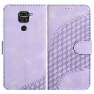 For Xiaomi Redmi Note 9 4G Global/10X 4G YX0060 Elephant Head Embossed Phone Leather Case with Lanyard(Light Purple)