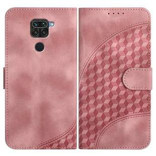 For Xiaomi Redmi Note 9 4G Global/10X 4G YX0060 Elephant Head Embossed Phone Leather Case with Lanyard(Pink)