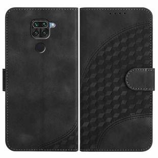For Xiaomi Redmi Note 9 4G Global/10X 4G YX0060 Elephant Head Embossed Phone Leather Case with Lanyard(Black)