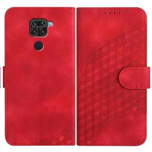 For Xiaomi Redmi Note 9 4G Global/10X 4G YX0060 Elephant Head Embossed Phone Leather Case with Lanyard(Red)