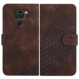For Xiaomi Redmi Note 9 4G Global/10X 4G YX0060 Elephant Head Embossed Phone Leather Case with Lanyard(Coffee)