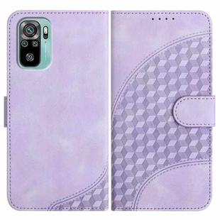 For Xiaomi Redmi Note 10 4G Global/Note 10S Global YX0060 Elephant Head Embossed Phone Leather Case with Lanyard(Light Purple)