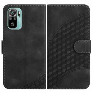 For Xiaomi Redmi Note 10 4G Global/Note 10S Global YX0060 Elephant Head Embossed Phone Leather Case with Lanyard(Black)