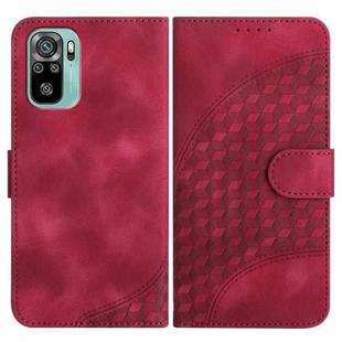 For Xiaomi Redmi Note 10 4G Global/Note 10S Global YX0060 Elephant Head Embossed Phone Leather Case with Lanyard(Rose Red)