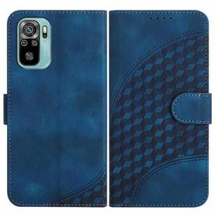 For Xiaomi Redmi Note 10 4G Global/Note 10S Global YX0060 Elephant Head Embossed Phone Leather Case with Lanyard(Royal Blue)