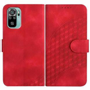 For Xiaomi Redmi Note 10 4G Global/Note 10S Global YX0060 Elephant Head Embossed Phone Leather Case with Lanyard(Red)
