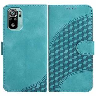 For Xiaomi Redmi Note 10 4G Global/Note 10S Global YX0060 Elephant Head Embossed Phone Leather Case with Lanyard(Light Blue)