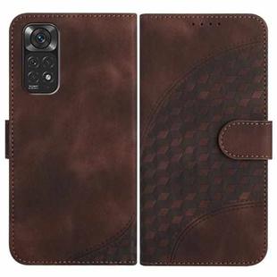 For Xiaomi Redmi Note 11 4G/Note 11S 4G Global YX0060 Elephant Head Embossed Phone Leather Case with Lanyard(Coffee)