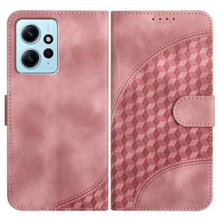 For Xiaomi Redmi Note 12 4G Global YX0060 Elephant Head Embossed Phone Leather Case with Lanyard(Pink)
