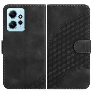 For Xiaomi Redmi Note 12 4G Global YX0060 Elephant Head Embossed Phone Leather Case with Lanyard(Black)