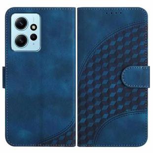 For Xiaomi Redmi Note 12 4G Global YX0060 Elephant Head Embossed Phone Leather Case with Lanyard(Royal Blue)
