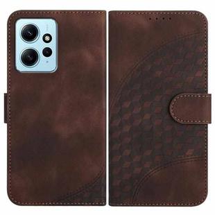 For Xiaomi Redmi Note 12 4G Global YX0060 Elephant Head Embossed Phone Leather Case with Lanyard(Coffee)
