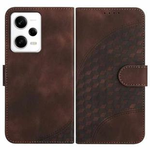For Xiaomi Redmi Note 12 Pro 5G/Poco X5 Pro YX0060 Elephant Head Embossed Phone Leather Case with Lanyard(Coffee)