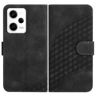For Xiaomi Redmi Note 12 Pro+ Global YX0060 Elephant Head Embossed Phone Leather Case with Lanyard(Black)