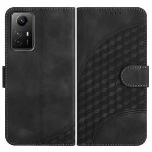 For Xiaomi Redmi Note 12S 4G Global YX0060 Elephant Head Embossed Phone Leather Case with Lanyard(Black)