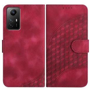 For Xiaomi Redmi Note 12S 4G Global YX0060 Elephant Head Embossed Phone Leather Case with Lanyard(Rose Red)