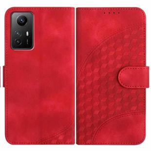 For Xiaomi Redmi Note 12S 4G Global YX0060 Elephant Head Embossed Phone Leather Case with Lanyard(Red)