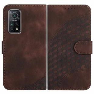 For Xiaomi Mi 10T/10T Pro 5G/Redmi K30T/K30S YX0060 Elephant Head Embossed Phone Leather Case with Lanyard(Coffee)