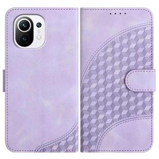 For Xiaomi Mi 11 5G YX0060 Elephant Head Embossed Phone Leather Case with Lanyard(Light Purple)