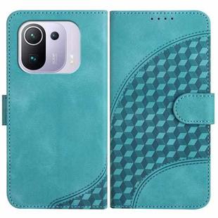 For Xiaomi Mi 11 Pro YX0060 Elephant Head Embossed Phone Leather Case with Lanyard(Light Blue)
