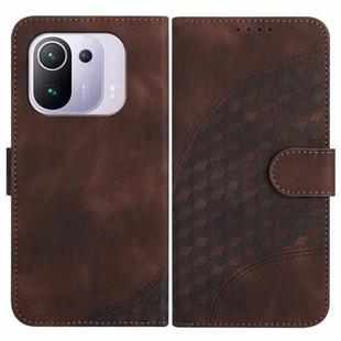 For Xiaomi Mi 11 Pro YX0060 Elephant Head Embossed Phone Leather Case with Lanyard(Coffee)