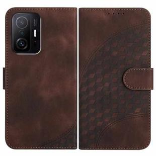 For Xiaomi 11T/11T Pro YX0060 Elephant Head Embossed Phone Leather Case with Lanyard(Coffee)