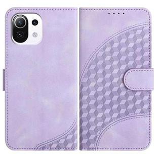 For Xiaomi Mi 11 Lite 4G/5G YX0060 Elephant Head Embossed Phone Leather Case with Lanyard(Light Purple)