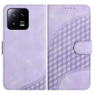 For Xiaomi 13 YX0060 Elephant Head Embossed Phone Leather Case with Lanyard(Light Purple)