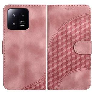 For Xiaomi 13 YX0060 Elephant Head Embossed Phone Leather Case with Lanyard(Pink)