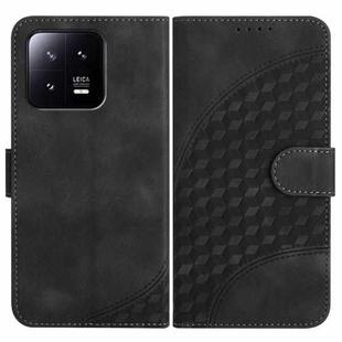 For Xiaomi 13 YX0060 Elephant Head Embossed Phone Leather Case with Lanyard(Black)